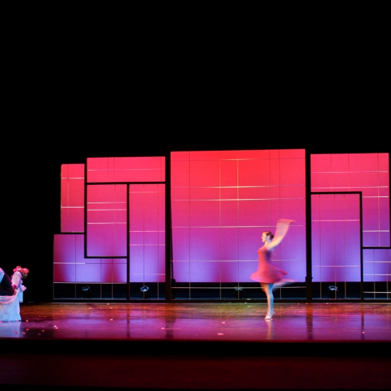 Dancers in front of set